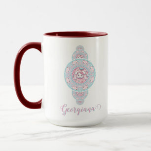 Personlig Cute Kawaii Bunny Ornamental Mandala Mugg