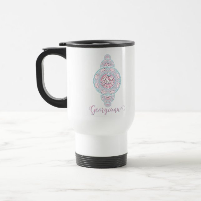 Personlig Cute Kawaii Bunny Ornamental Mandala Resemugg (Vänster)
