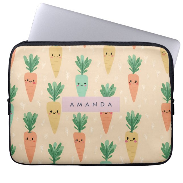 Personlig Cute Kawaii Pastel Carrot Ansikte Laptop Fodral (Framsidan)