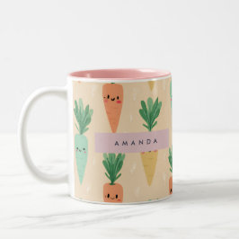 Personlig Cute Kawaii Pastel Carrot Ansikte Två-Tonad Mugg