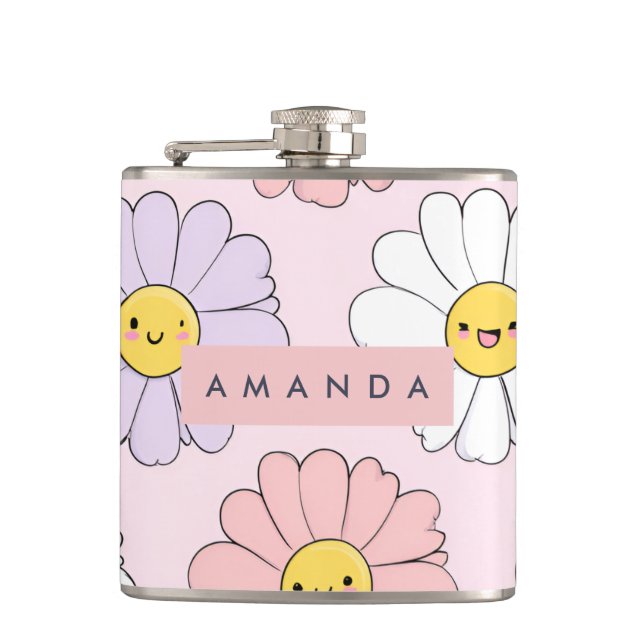 Personlig Cute Kawaii Pastel Daisy Flower Ansikte Fickplunta (Framsidan)