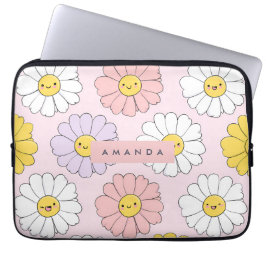 Personlig Cute Kawaii Pastel Daisy Flower Ansikte Laptop Fodral
