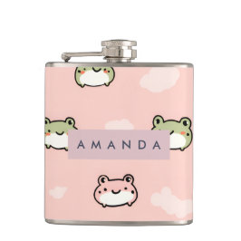 Personlig Cute Kawaii Pastel Frog Design Rosa Fickplunta