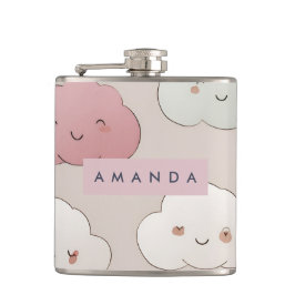 Personlig Cute Kawaii Pastel Smiling Clouds Fickplunta