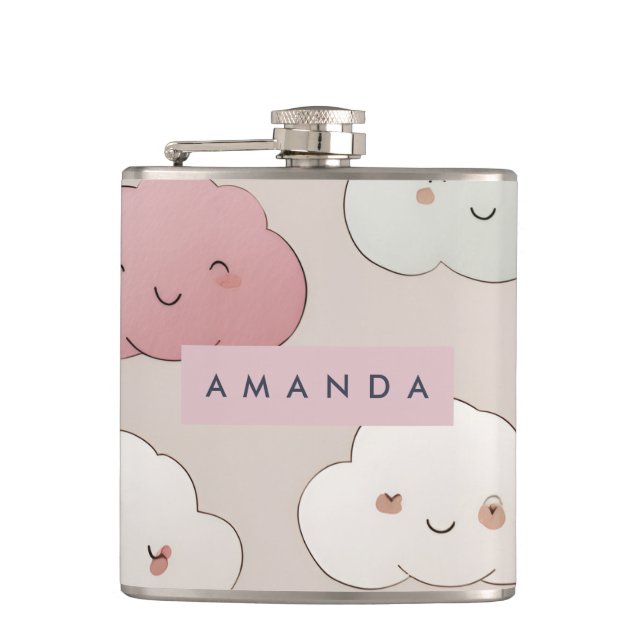 Personlig Cute Kawaii Pastel Smiling Clouds Fickplunta (Framsidan)