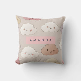 Personlig Cute Kawaii Pastel Smiling Clouds Kudde