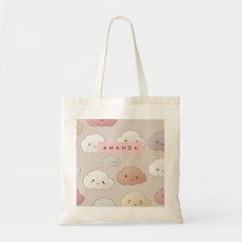 Personlig Cute Kawaii Pastel Smiling Clouds Tygkasse