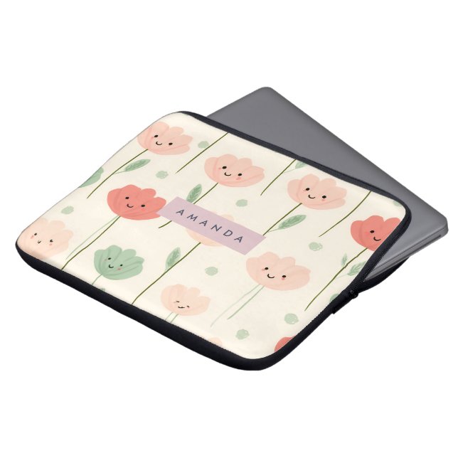 Personlig Cute Kawaii Pastel Smiling Flower Laptop Fodral (Framsida topp)