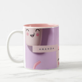 Personlig Cute Kawaii Pastel Smoothie Kopp Ansikte