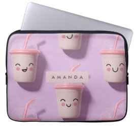 Personlig Cute Kawaii Pastel Smoothie Kopp Ansikte Laptop Fodral