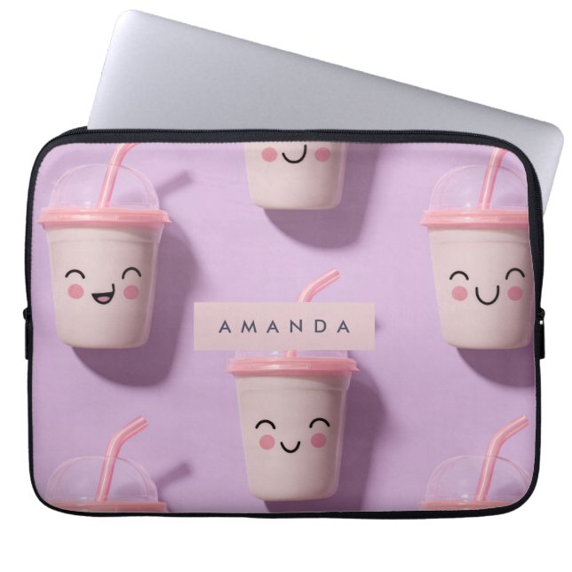 Personlig Cute Kawaii Pastel Smoothie Kopp Ansikte Laptop Fodral (Framsidan)