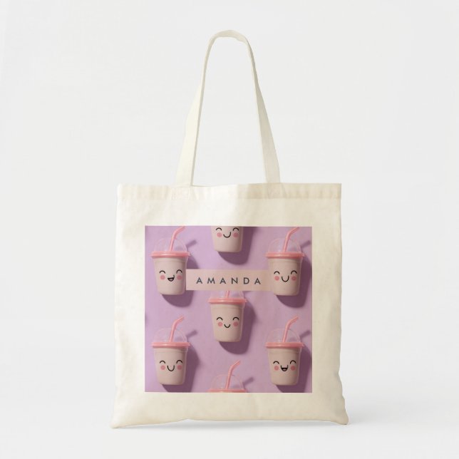 Personlig Cute Kawaii Pastel Smoothie Kopp Ansikte Tygkasse (Framsidan)