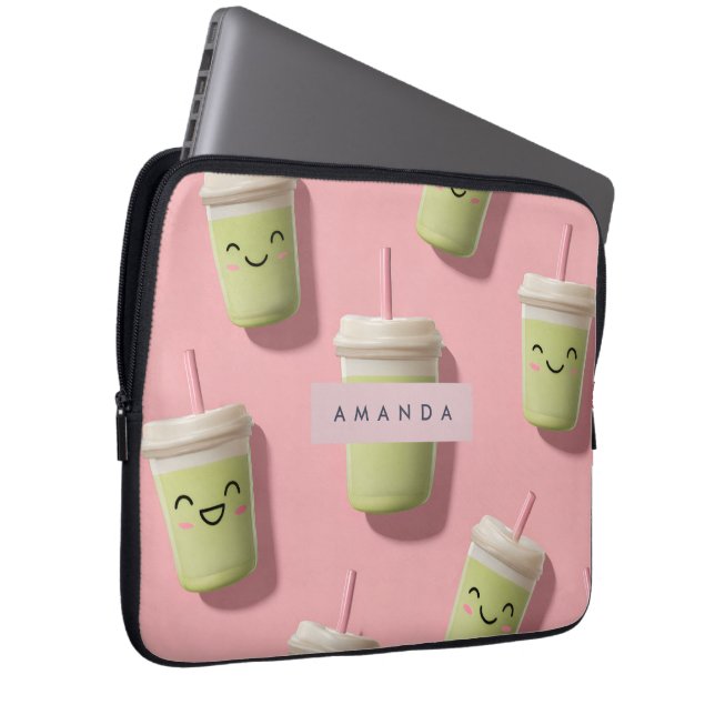 Personlig Cute Kawaii Pastel Smoothie Matcha Laptop Fodral (Framsidan Höger)