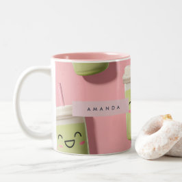 Personlig Cute Kawaii Pastel Smoothie Matcha Två-Tonad Mugg