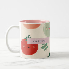 Personlig Cute Kawaii Pastel Tomato Ansikte Två-Tonad Mugg