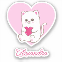 Personlig Cute Kawaii Rosa Heart Cat Namn