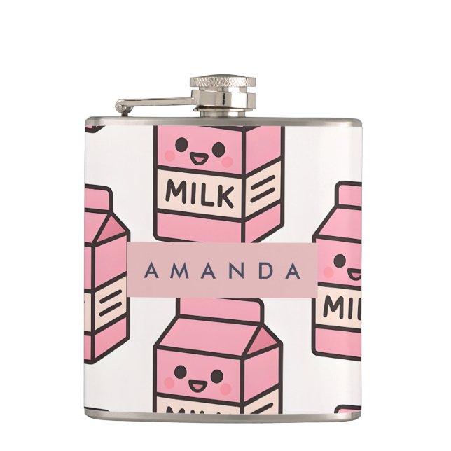 Personlig Cute Kawaii Rosa Mjölk Carton Design Fickplunta (Framsidan)