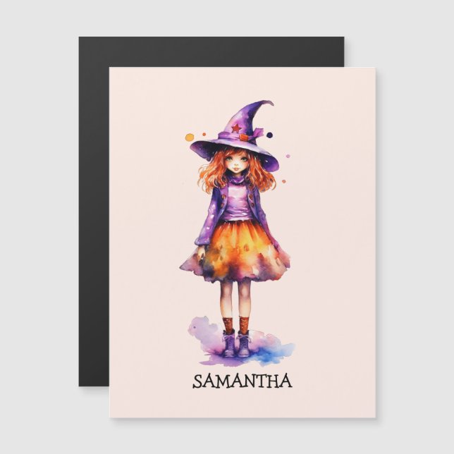 Personlig Cute Kid Witch Halloween (Fram/baksida)