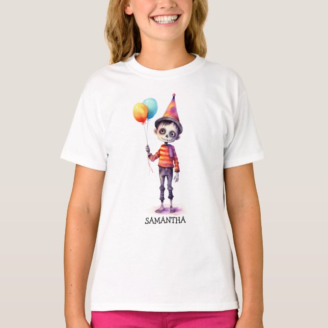 Personlig Cute Kid Zombie Halloween T Shirt (Framsida)