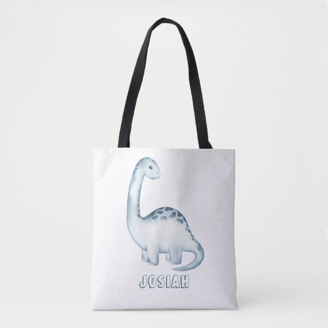 Personlig Cute Kids Blue Dinosaur Tygkasse (Framsida)