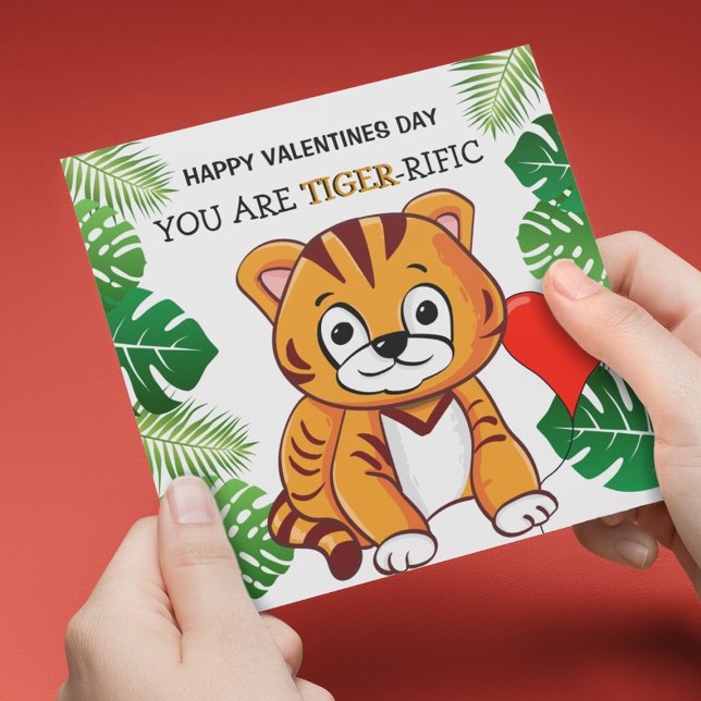 Personlig Cute Kids Tiger-rific Valentines day Julkort (Skapare uppladdad)
