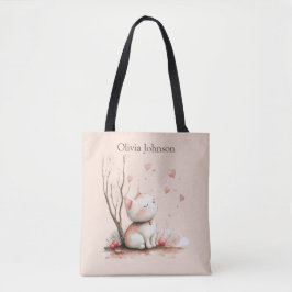Personlig Cute Kitten med Hearts Tote Bag Tygkasse