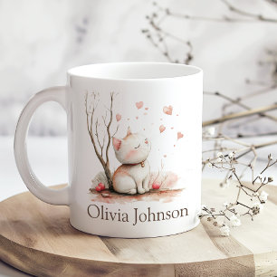 Personlig Cute Kitten med hjärtan Kaffemugg