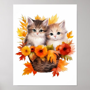 Personlig Cute Kittens Cats i Basket Poster