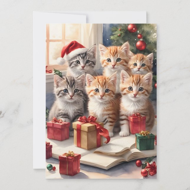 Personlig Cute Kittens Julgran-platta kort (Framsida)
