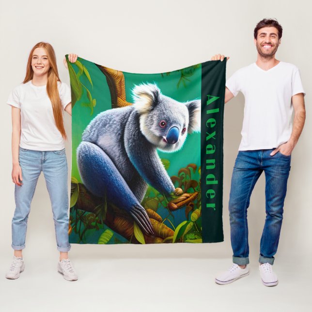 Personlig Cute Koala Bear Fleecefilt (På plats)