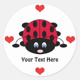 Personlig Cute Ladybug med Hearts Stickers Runt Klistermärke