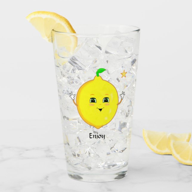 Personlig Cute Lemon och Star Glaskopp (Framsida Ice)