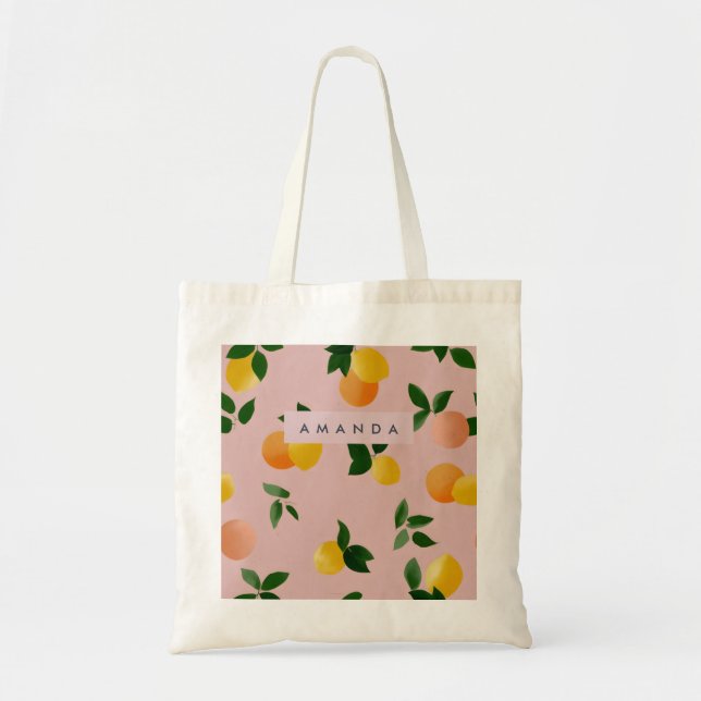 Personlig Cute Lemon Orange Fruits Tygkasse (Framsidan)
