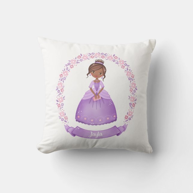 Personlig Cute Lila Ethnic Princess Kudde (Framsida)