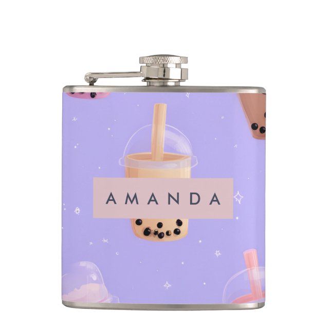 Personlig Cute Lila Pastel Bubble Tea Fickplunta (Framsidan)