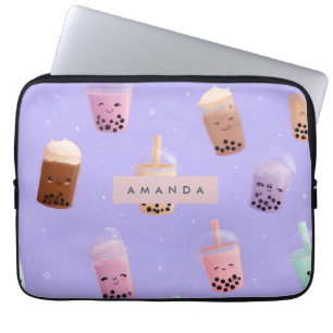 Personlig Cute Lila Pastel Bubble Tea Laptop Fodral