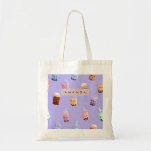 Personlig Cute Lila Pastel Bubble Tea Tygkasse