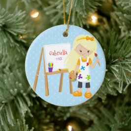 Personlig Cute Little Artist jul Ornament