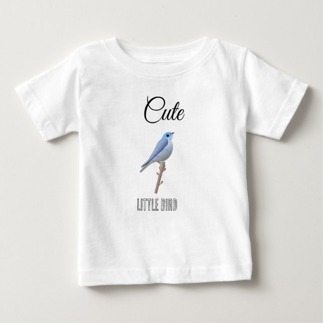 Personlig Cute Little Blue Bird Design T Shirt (Framsida)