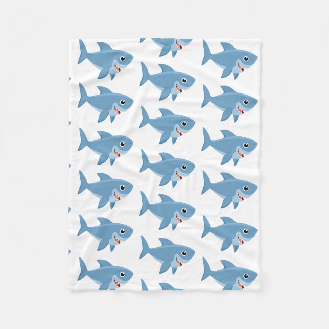 Personlig Cute Little Shark Fleece Blanket (Framsidan)