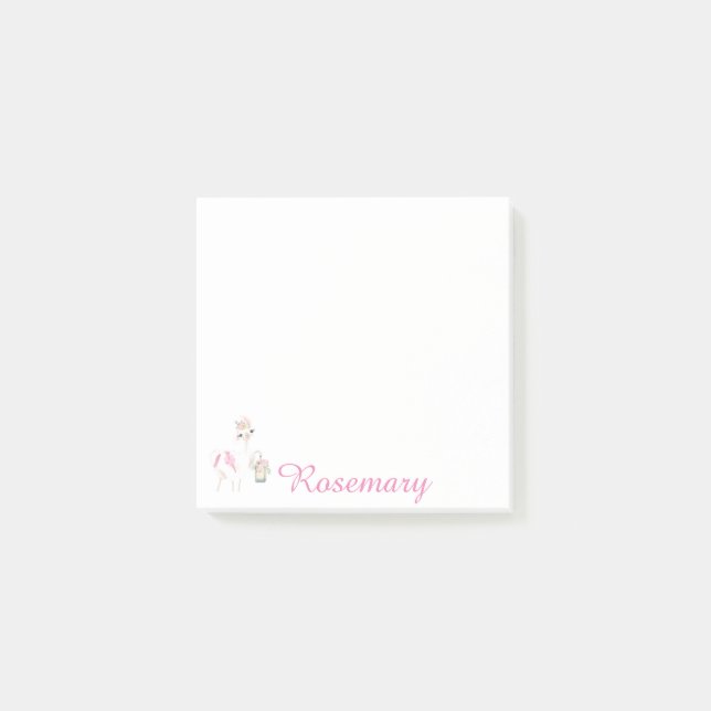 Personlig Cute Llama med Lantern & Flowers Post-it Block (Framsida)