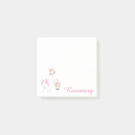 Personlig Cute Llama med Lantern & Flowers Post-it Block