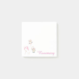 Personlig Cute Llama med Lantern & Flowers Post-it Block
