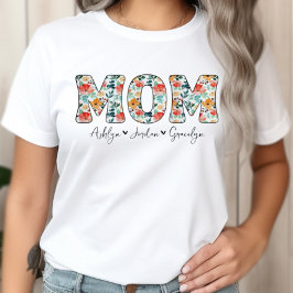 Personlig Cute Mamma Blommigt Kids Namn T Shirt