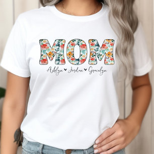 Personlig Cute Mamma Blommigt Kids Namn T Shirt