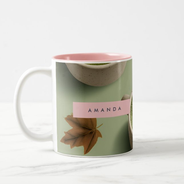 Personlig Cute Matcha Latte Mönster Två-Tonad Mugg (Vänster)