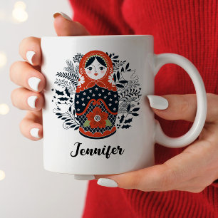 Personlig Cute Matryoshka Nests Doll Kaffemugg