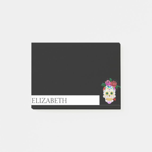 Personlig Cute Mexican Sugar Skull Halloween Po Post-it Block (Framsida)