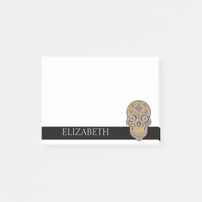 Personlig Cute Mexican Sugar Skull Halloween Post-it Block (Framsida)
