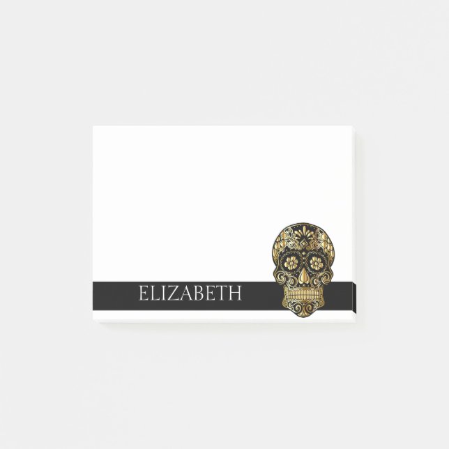 Personlig Cute Mexican Sugar Skull Halloween Post-it Block (Framsida)